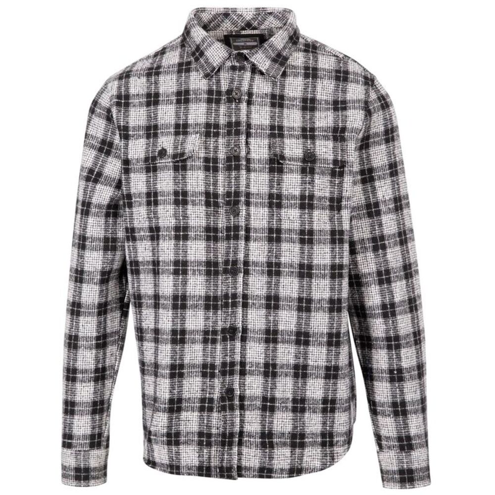 Trespass Mens Portlaw Checked Long-Sleeved Shirt / Black/White
